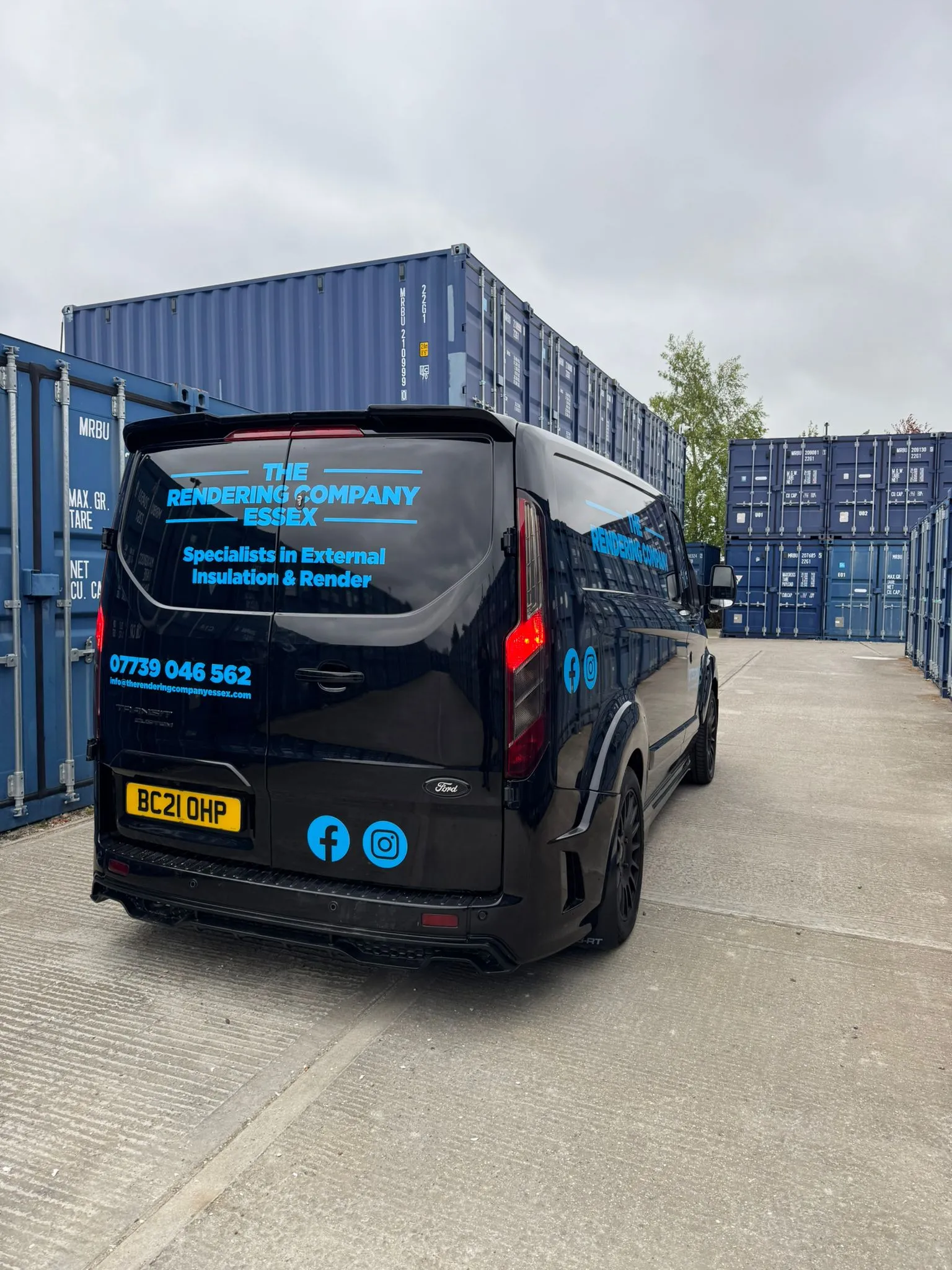 The Rendering Company Essex van, on site